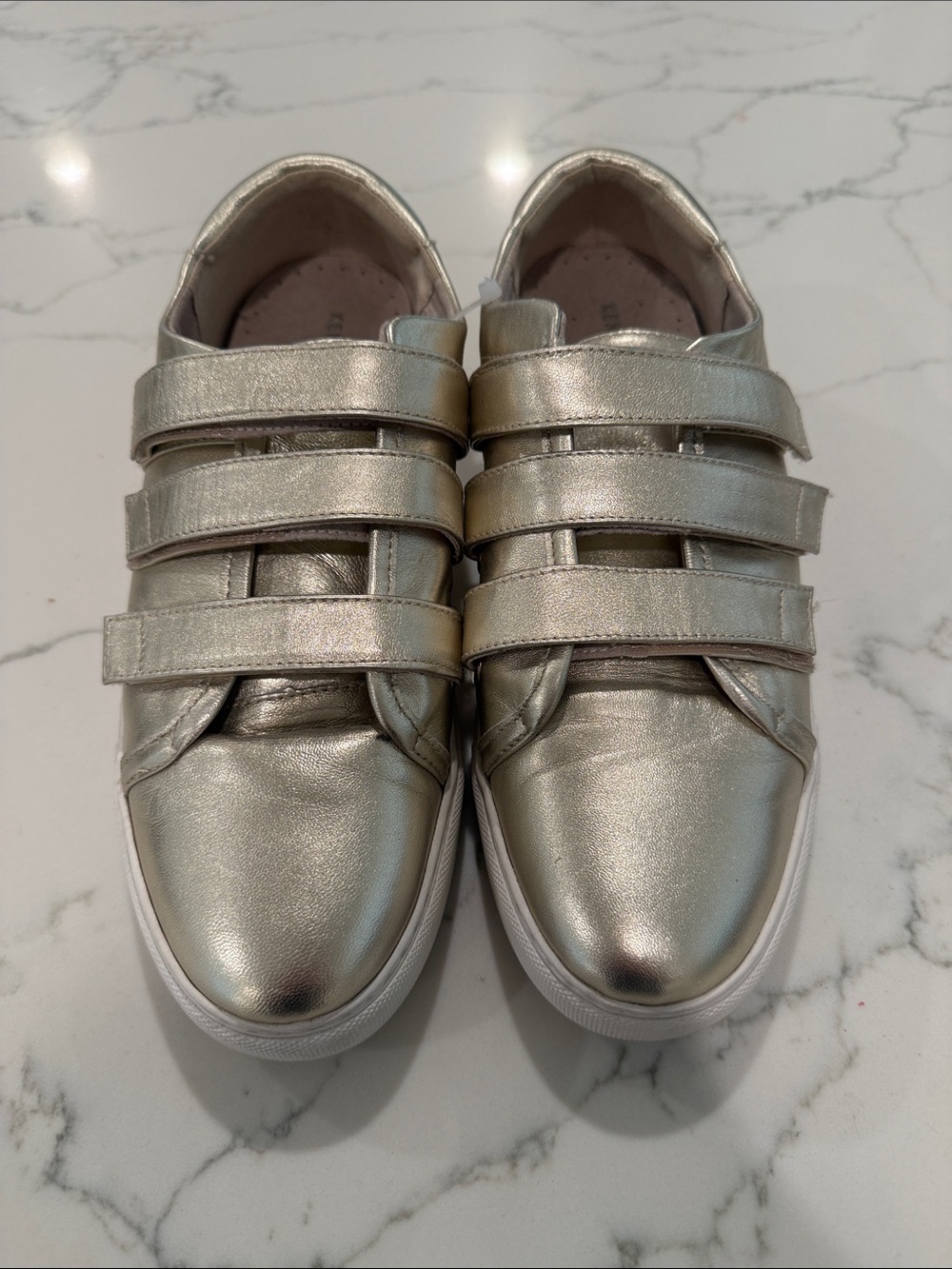 5/$25 Kenneth Cole Metallic Gold Velcro Sneakers